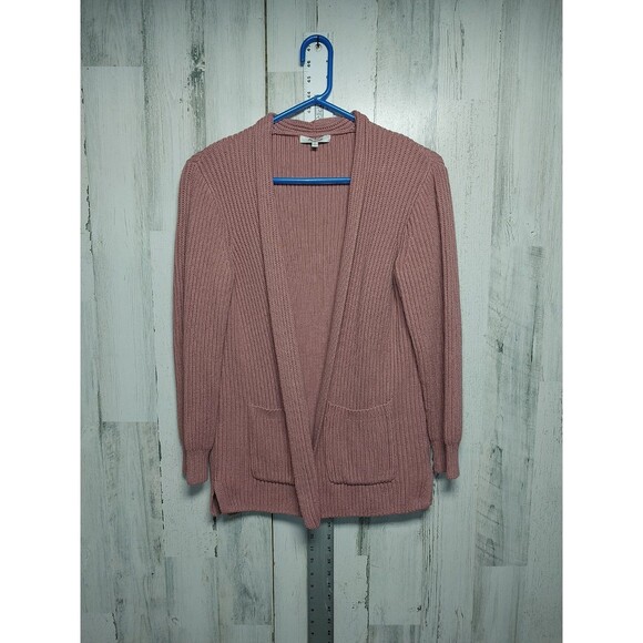 Madewell Nolan Ribbed Cardigan Mauve Pink Open Front Sweater w/ Pockets, Size S - Picture 1 of 7